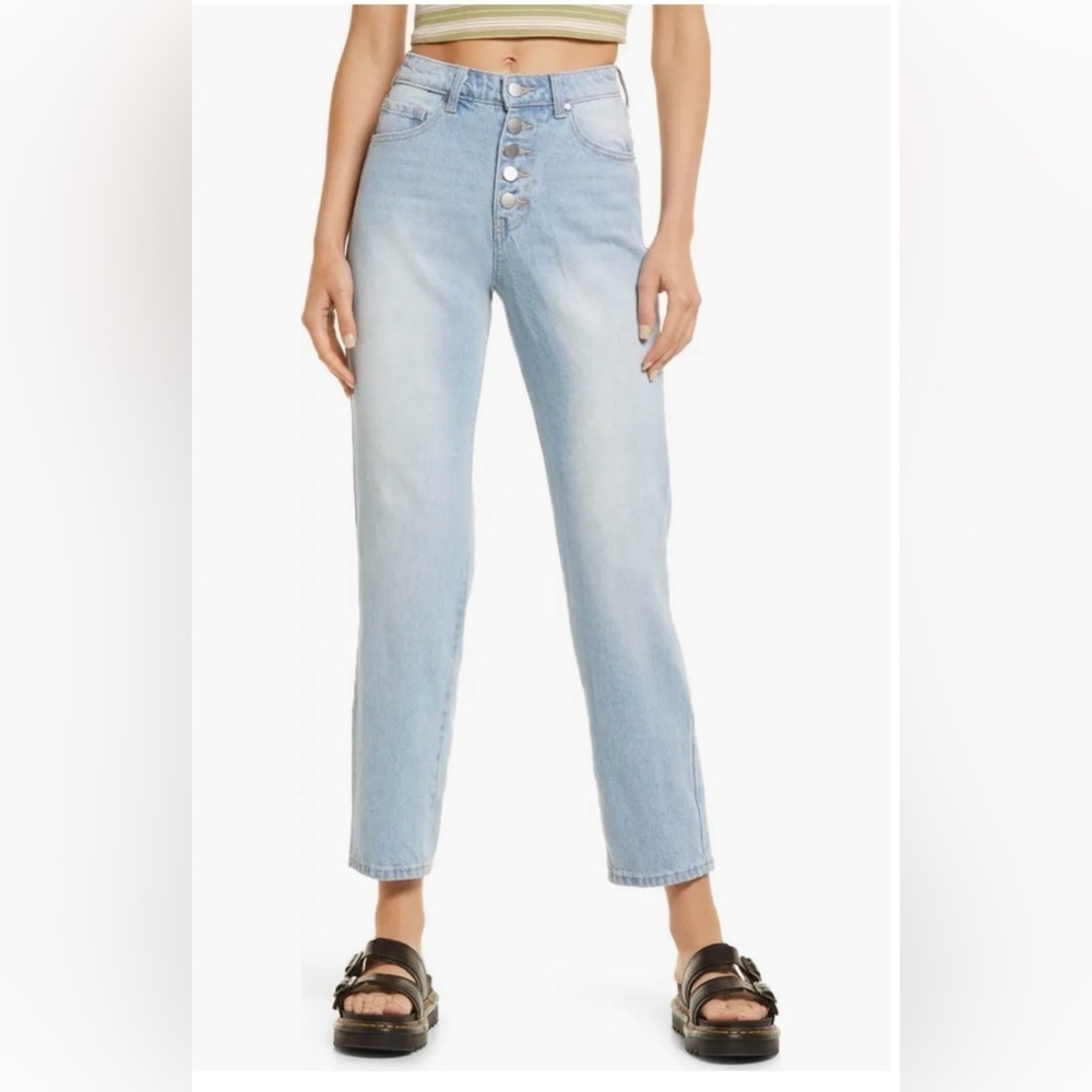 BP. Nordstrom High Rise Button Fly Mom Jeans Light Wash Size 38 (US 18) NWT